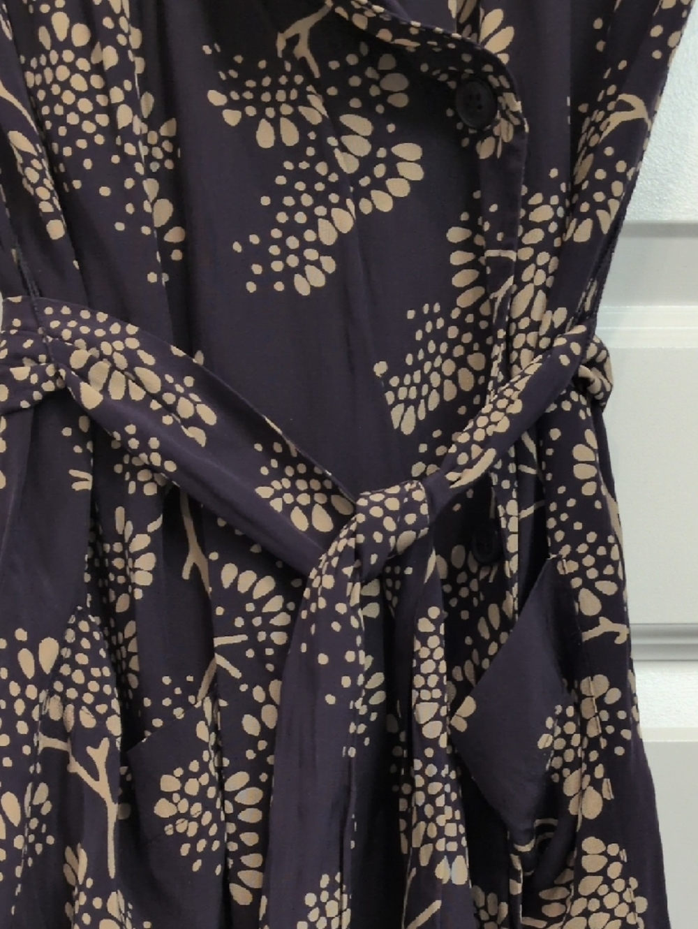 Maeve Silk Navy Gingko Print Wrap Dress - Picture 5 of 12